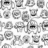 Monster Doodle Cute Monsters Doodles Silly Drawings Drawing Cartoon Coloring Pages Funny Creature Kids Characters Kawaii Illustration Vector Little Choose sketch template
