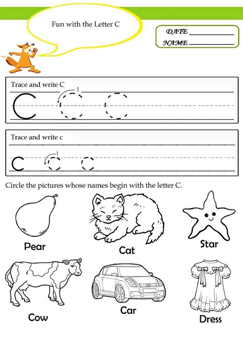 kindergarten letter  worksheets