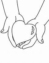 Hands Heart Holding Coloring Pages Big Drawing Color Hand Give Kids Valentine Drawings Print He sketch template