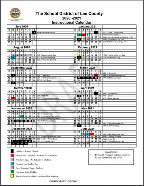 lee county school calendar school board sets   school year calendar