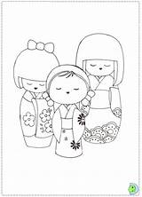 Kokeshi Coloring Dolls Pages Doll Dinokids Coloriage Colorier Japonaises Kids Digital Japanese Getcolorings Asian Close Colorin sketch template