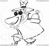 Sneaky Spy Behind Back Bomb Outlined Carrying Illustration His Royalty Clipart Toonaday Vector sketch template