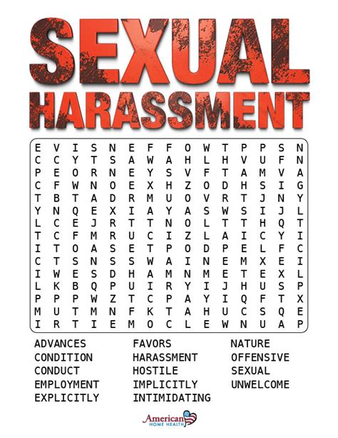 Sexual Harassment Word Search Puzzle American Home Health S Blog