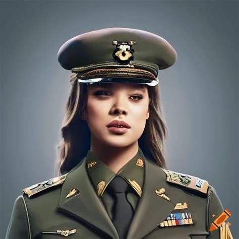 hailee steinfeld wearing army officer uniform  craiyon
