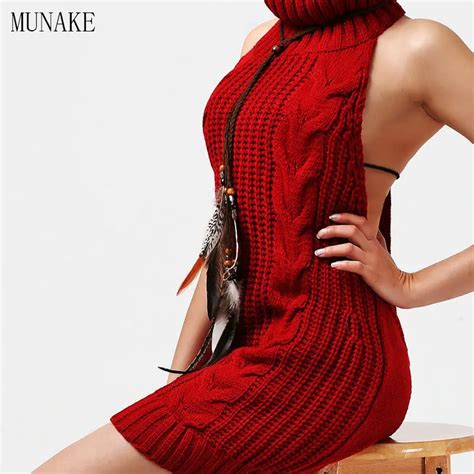 Munake 2017 New Virgin Killer Backless Knitted Women Sweater Sexy