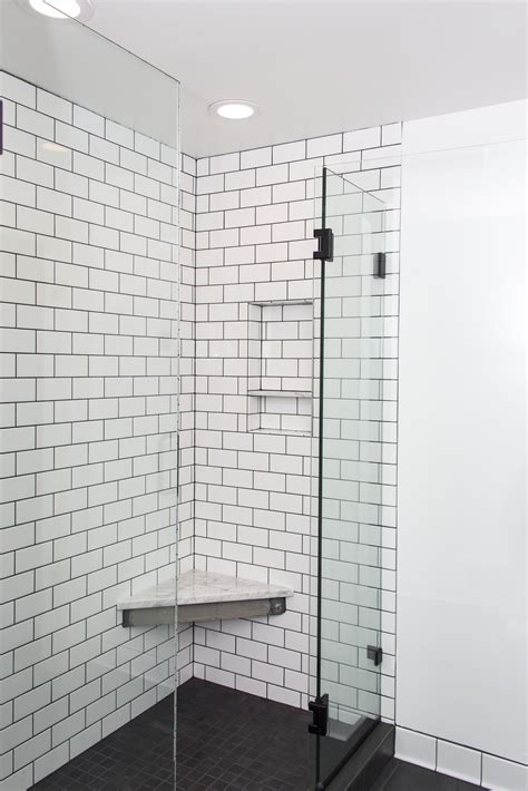 grey tiles black grout bathroom home design ideas