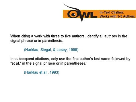 purdue owl   text citation multiple authors general format