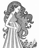 Motherhood Zentangle Volwassenen Expectation Schwangerschaft sketch template