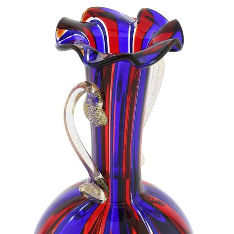 Murano Glass Vases Small Vase With Handles Blue And