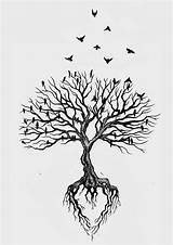 Tree Tattoo Drawing Brightercraft Roots Life sketch template