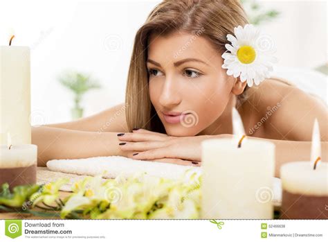 beautiful woman   spa centre stock photo image  horizontal