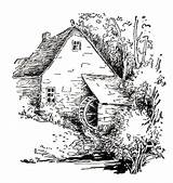 Colouring Cottages Ink Watermill Pyrography Kleurplaten Digitaltuesday sketch template