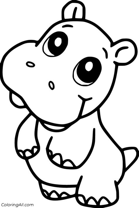 printable baby hippo coloring pages  vector format easy