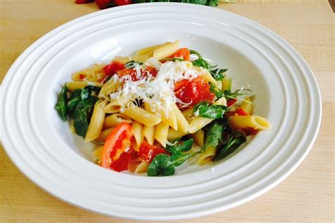 penne pasta with cherry tomatoes arugula and lemon recipe