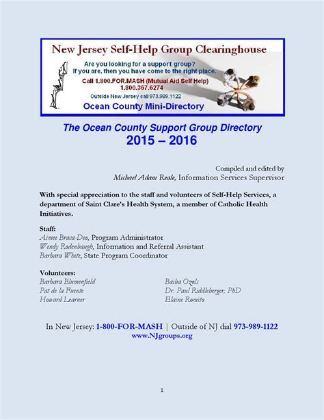 the ocean county support group 2015 2016 directory by nj self help