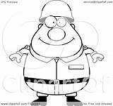 Chubby Army Man Happy Clipart Cartoon Mad Outlined Coloring Vector Thoman Cory Royalty sketch template