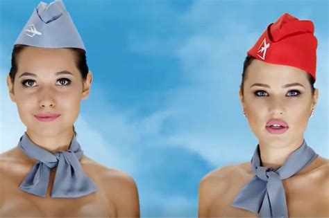 bizarre budget airline advert featuring naked air hostesses to promote