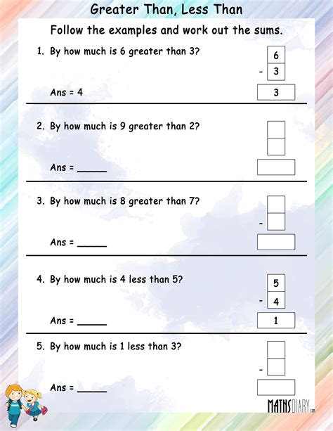 problem sums  greater     math worksheets mathsdiarycom