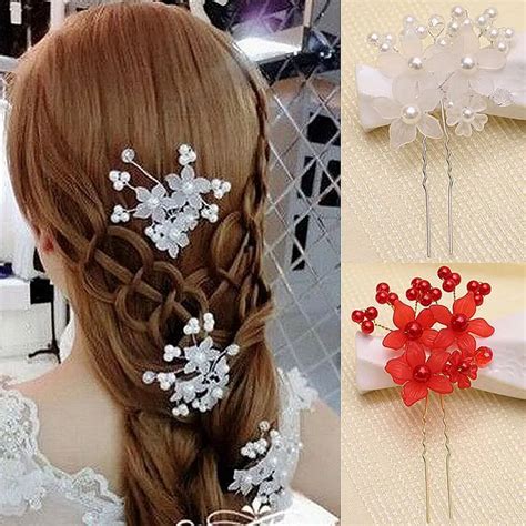 2017 New 3pcs Pearl Hairpins Fashion Women Wedding Bead Flower Hairpin