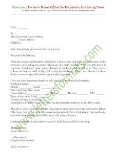 sample letter  forest officer  permission  cutting trees