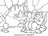 Cave Bear Sleeping Lair Cute Shutterstock Vectors Stock Outside Season Winter Bears sketch template