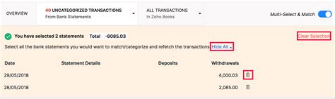 match categorize transactions  zoho books