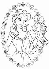 Coloring Disney Pages Belle Library Christmas sketch template