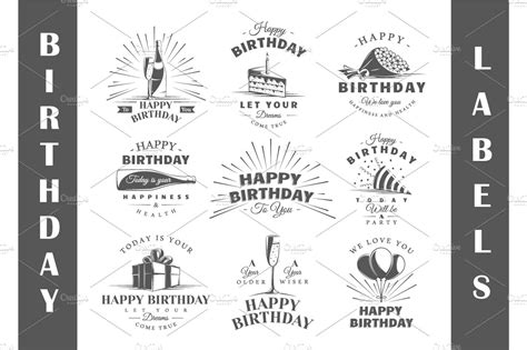 birthday labels templates branding logo templates creative market