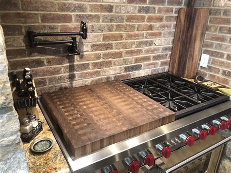 walnut  grain   burner stove top covers gas stove top covers