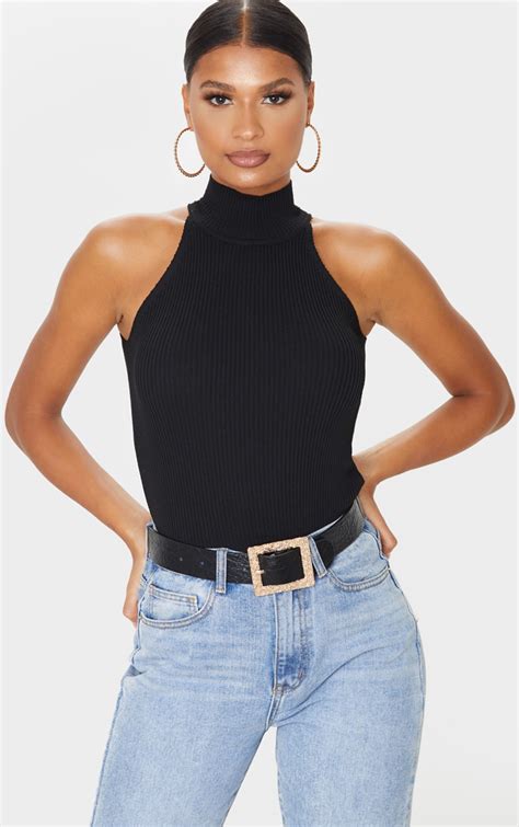 sleeveless turtleneck crop top mx