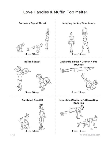 Love Handles And Muffin Top Melter Printable Gym Workout For Women