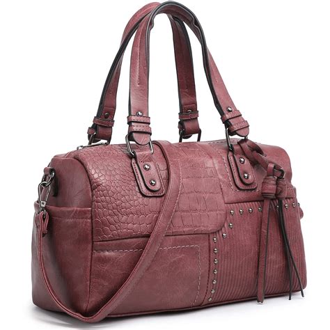 dasein women soft vegan leather barrel bags large top handle totes satchel handbags shoulder
