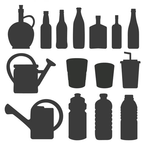 silhouetten von flaschen und gießkanne download der kostenlosen vektor