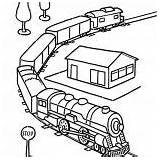 Train Coloring Steam Locomotive Model sketch template