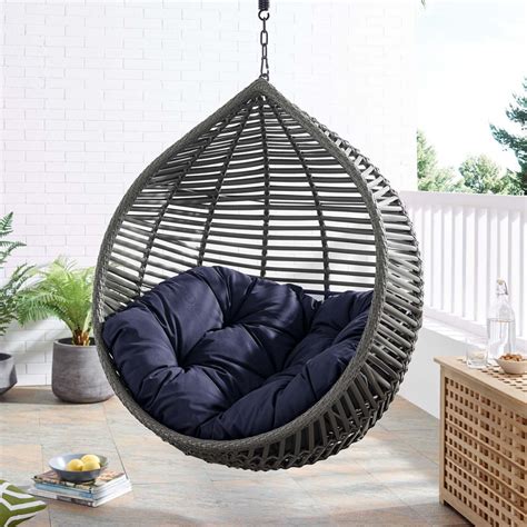 Modway Garner Teardrop Outdoor Patio Swing Chair Without Stand Gray