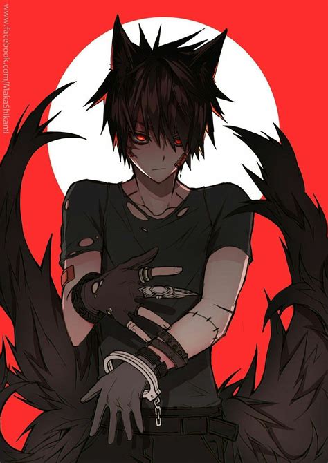 anime character  black hair holding  hands  front   red