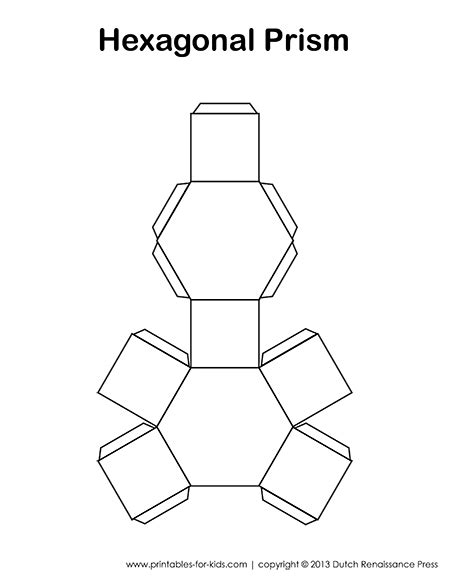 hexagonal prism  shown  black  white   cubes