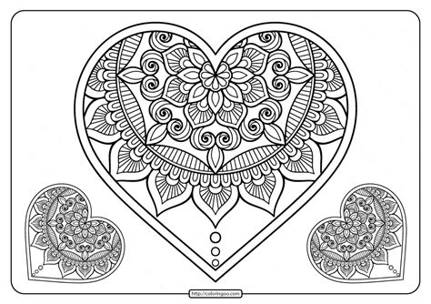 printable mandala hearts  coloring page  printable