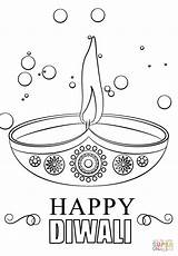 Diwali Coloring Diya Happy Candle Pages Drawing Craft Colouring Printable Kids Festival Light Sketches India Indian Supercoloring Card Drawings Painting sketch template