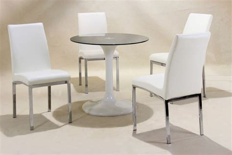 Small Round White High Gloss Glass Dining Table And 4 Chairs
