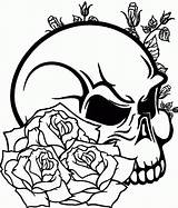 Coloring Pages Skull Adults Rose Popular sketch template