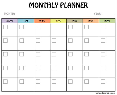 printable monthly planner template full month schedule maker template