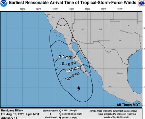 Hurricane Hilary Tracker Maps Forecast Times Wind Will Hit California