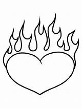 Coloring Pages Flame Fire Heart Popular sketch template