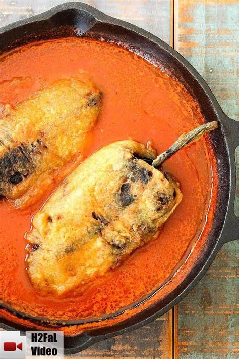 chile rellenos   red sauce   cast iron skillet mexicanfoodrecipes food mexican