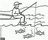 Pescatore Barca Canna Stampare sketch template