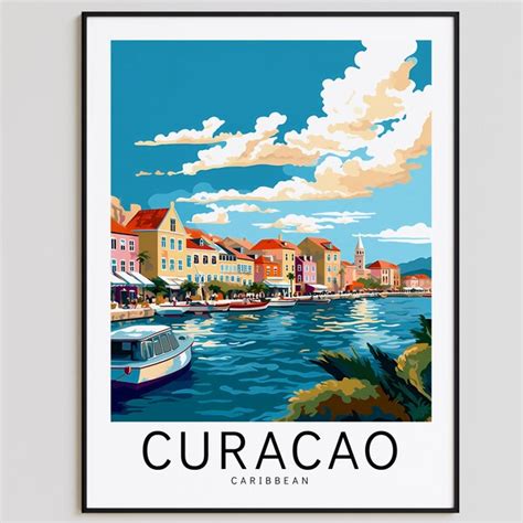 travel poster curacao etsy