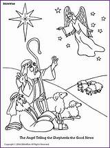 Shepherds Nativity Colouring Angels Biblewise Korner Truth sketch template