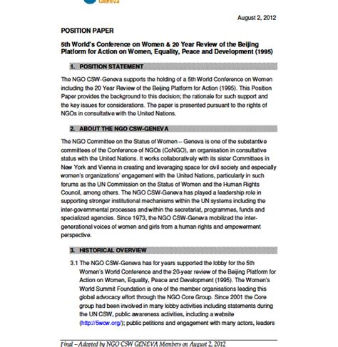 position paper sample  printable   write  outline