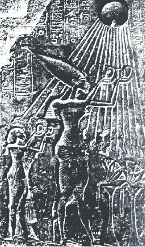 section from an ancient egyptian frieze depicting the pharaoh amentopop